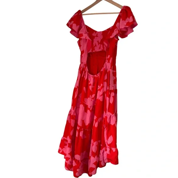 By Anthropologie Silverlake Flutter Sleeve Maxi Dress XL Pink Floral Pockets - Picture 4 of 9